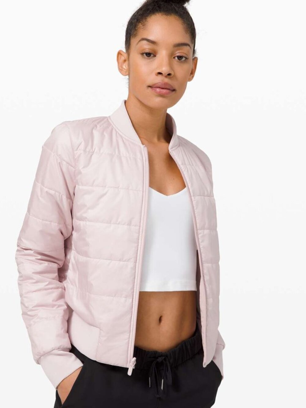 LULULEMON Non-Stop Reversible Misty Pink Water Repellent Bomber Jacket, Size 4 - Picture 16 of 16